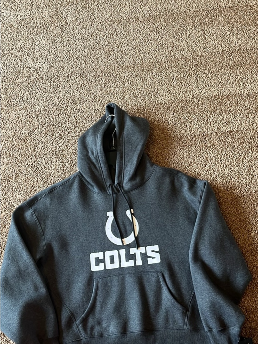 Indianapolis COLTS Hooded Pullover Sweatshirt - Charcoal with White Logo NWT L